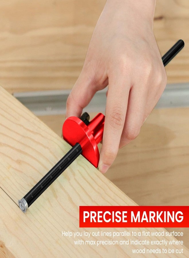 Serplex مقياس تحديد العلامات بعجلة سيربلكس® لمشاريع النجارة ذات النقرات، أداة تحديد علامات قابلة للتعديل بعجلة، مقياس محفور بالليزر، مقياس تحديد علامات متعدد الوظائف بعجلة لتحديد تخطيطات اللسان والأخدود، مصنوع من الألومنيوم عالي الدقة - Image 3